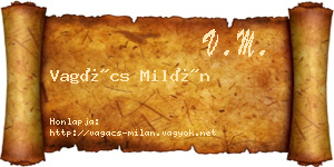 Vagács Milán névjegykártya